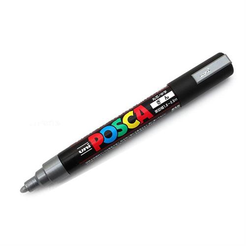 Uni Posca Marcatore Permanente Argento, punta tonda media