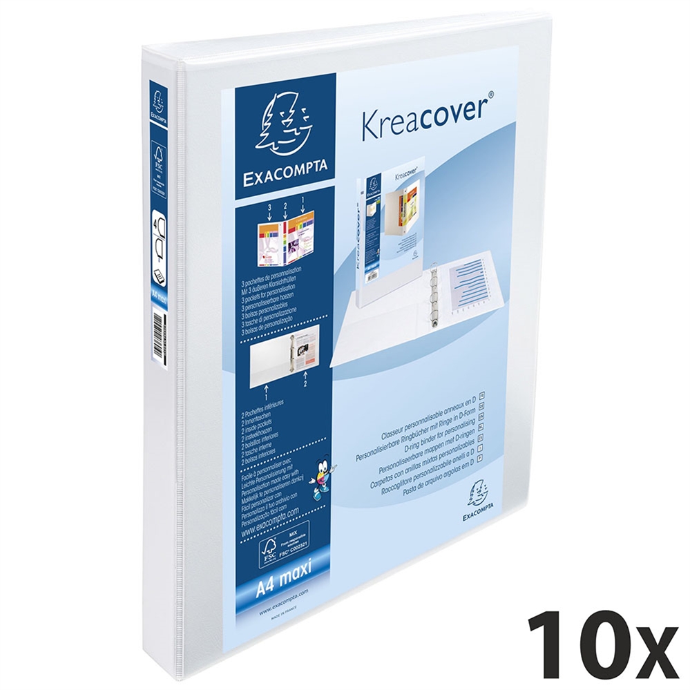 Exacompta Raccoglitore Personalizzabile 4 anelli, Dorso 4 cm