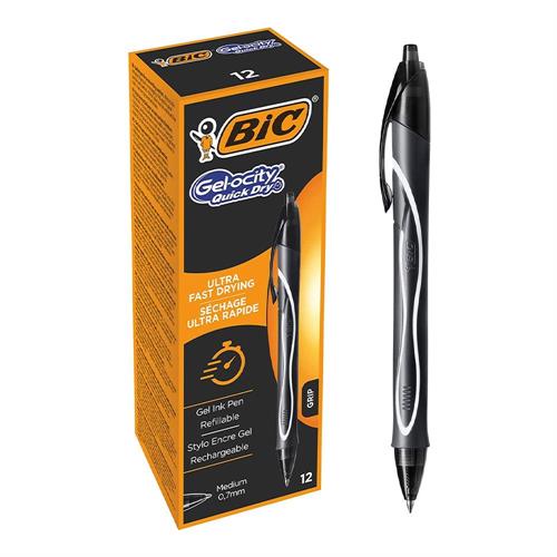 BIC Gelocity Quick Dry Penna gel a scatto punta media, Nero