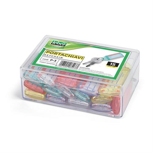 Lebez Portachiavi in plastica trasparente, scatola 15 pezzi