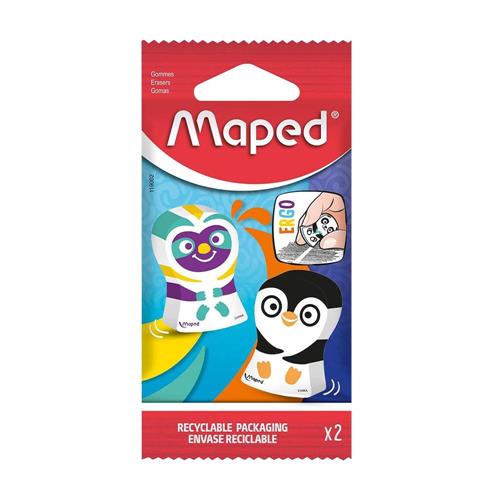 Maped Gomma Ergo Fun Animali ergonomica, 2 pezzi