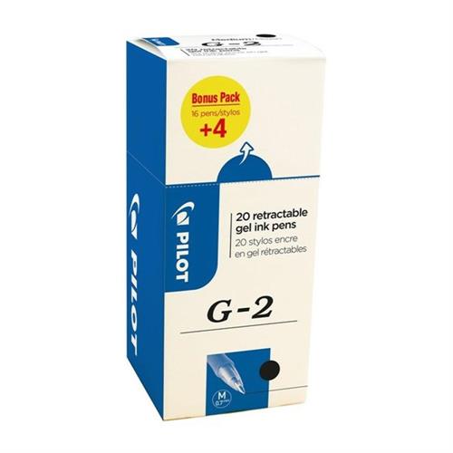 Pilot g2 penna gel a scatto, punta 0.7mm, nero (16+4 gratis)