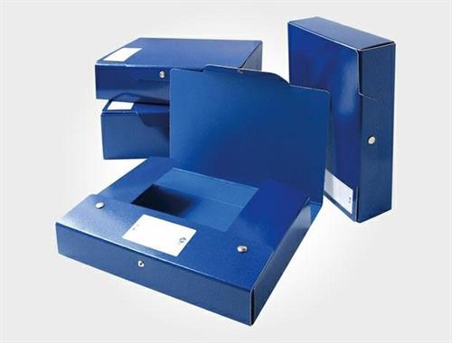 Cartella progetti con bottone, blu, dorso 4 cm