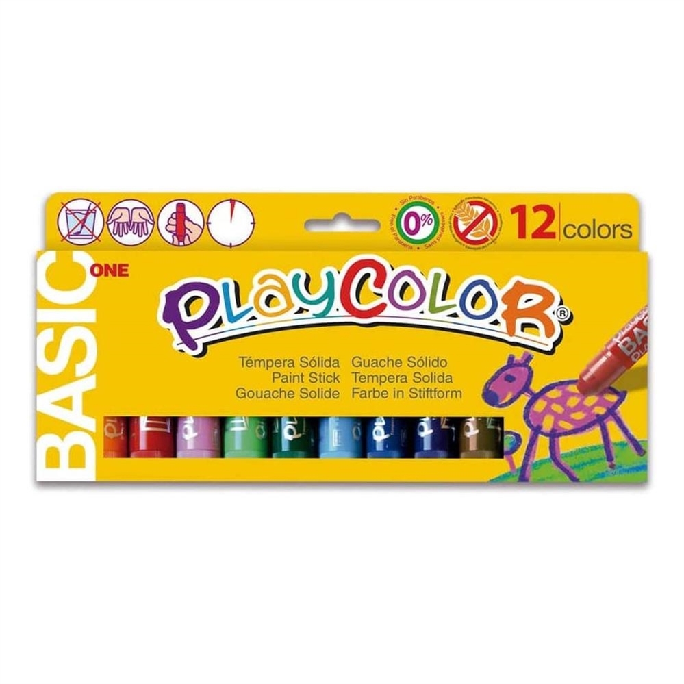 PlayColor Tempera solida Basic, colori assortiti, 12 pezzi