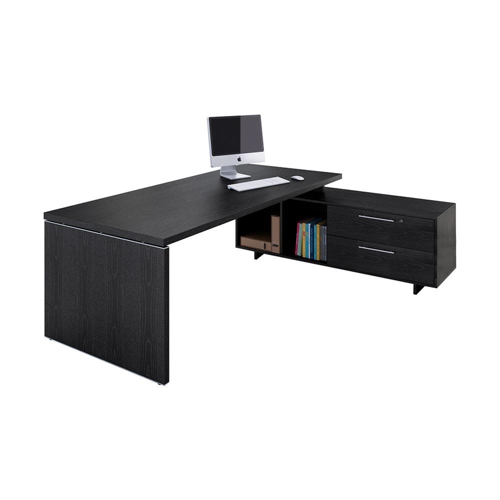 Scrivania Manageriale 195x170x74h cm, con mobile, Nero