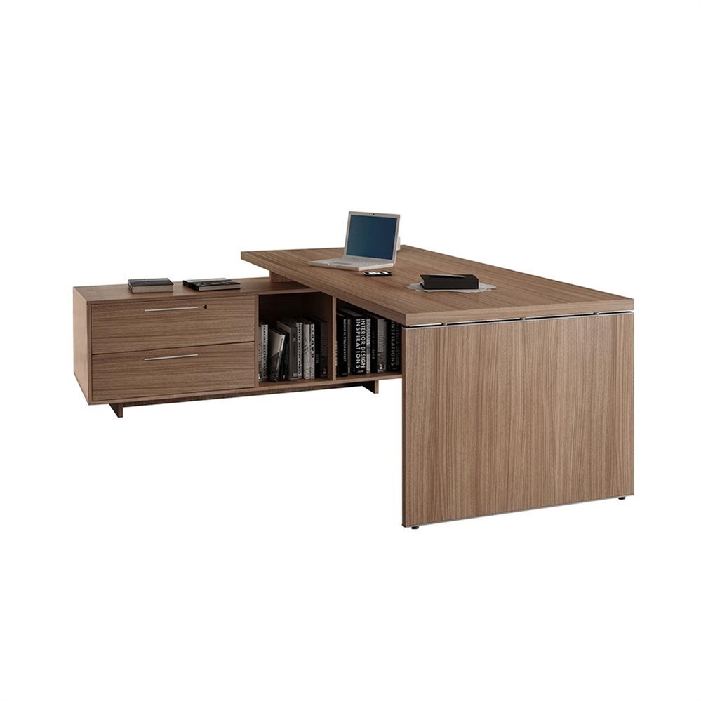 Scrivania Manageriale 195x170x74h cm, con mobile, Ciliegio