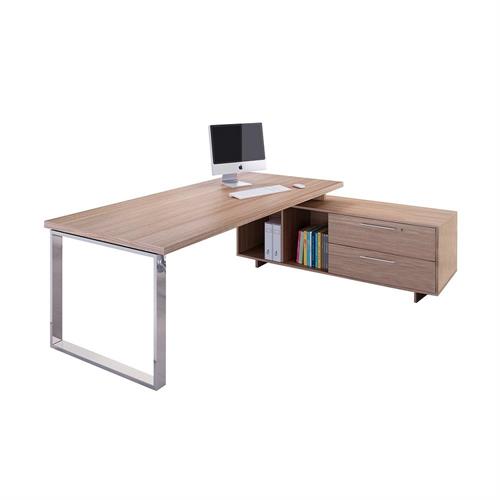 Scrivania 225x170x74h cm con mobile gamba ad anello Ciliegio