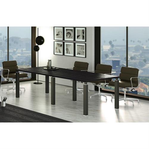 Tavolo Riunioni 220x100x74h cm piano nero, gambe nere
