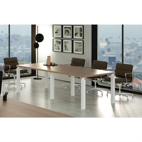 Tavolo Riunioni 220x100x74h cm piano Ciliegio, gambe bianche