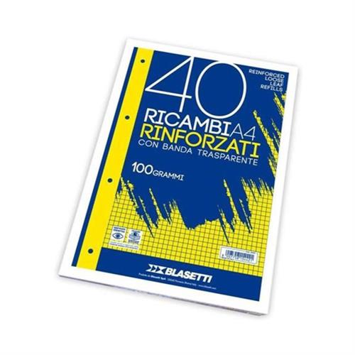 Blasetti Ricambi Rinforzati a quadretti A4, 100 gr, 40 fogli