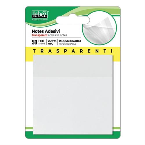 Lebez Foglietti adesivi trasparenti 75x75mm colori assortiti