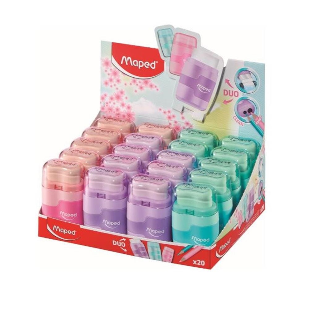 Maped Temperamatite 2 fori con gomma, colori pastello