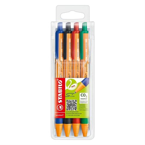 Stabilo Pointball Penna sfera a scatto CO2 Neutral, 4 pezzi