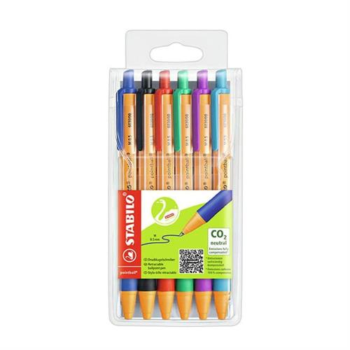 Stabilo Pointball Penna sfera a scatto CO2 Neutral, 6 pezzi