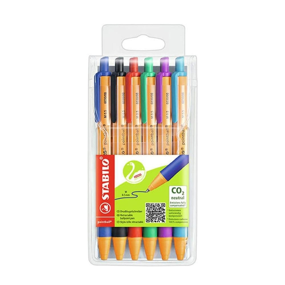 Stabilo Pointball Penna sfera a scatto CO2 Neutral, 6 pezzi