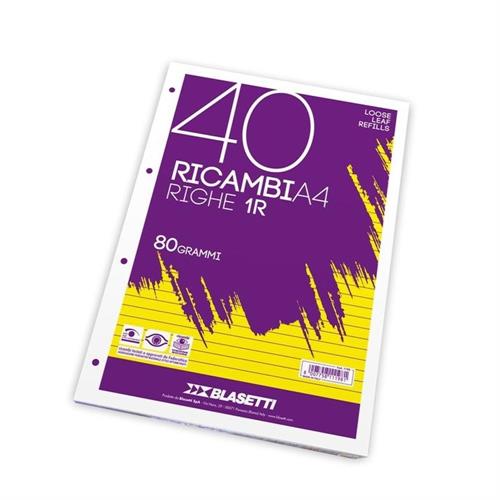 Blasetti Ricambi A4, 80 grammi, a righe, 40 fogli