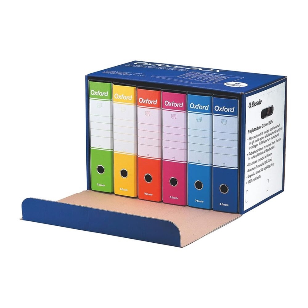 Esselte Oxford Box da 6 Registratori Protocollo, Dorso 8 cm
