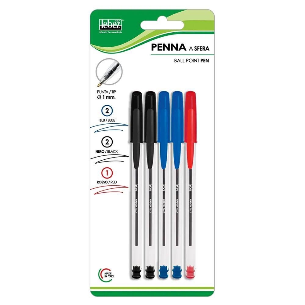 Lebez Penna a sfera, blister 5 pezzi