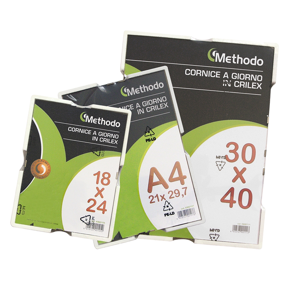 Methodo Caimi Cornice a giorno A4, 21x29,7 cm, Crilex antiurto