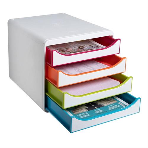 Exacompta Big Box Office Cassettiera 4 cassetti, Bianco
