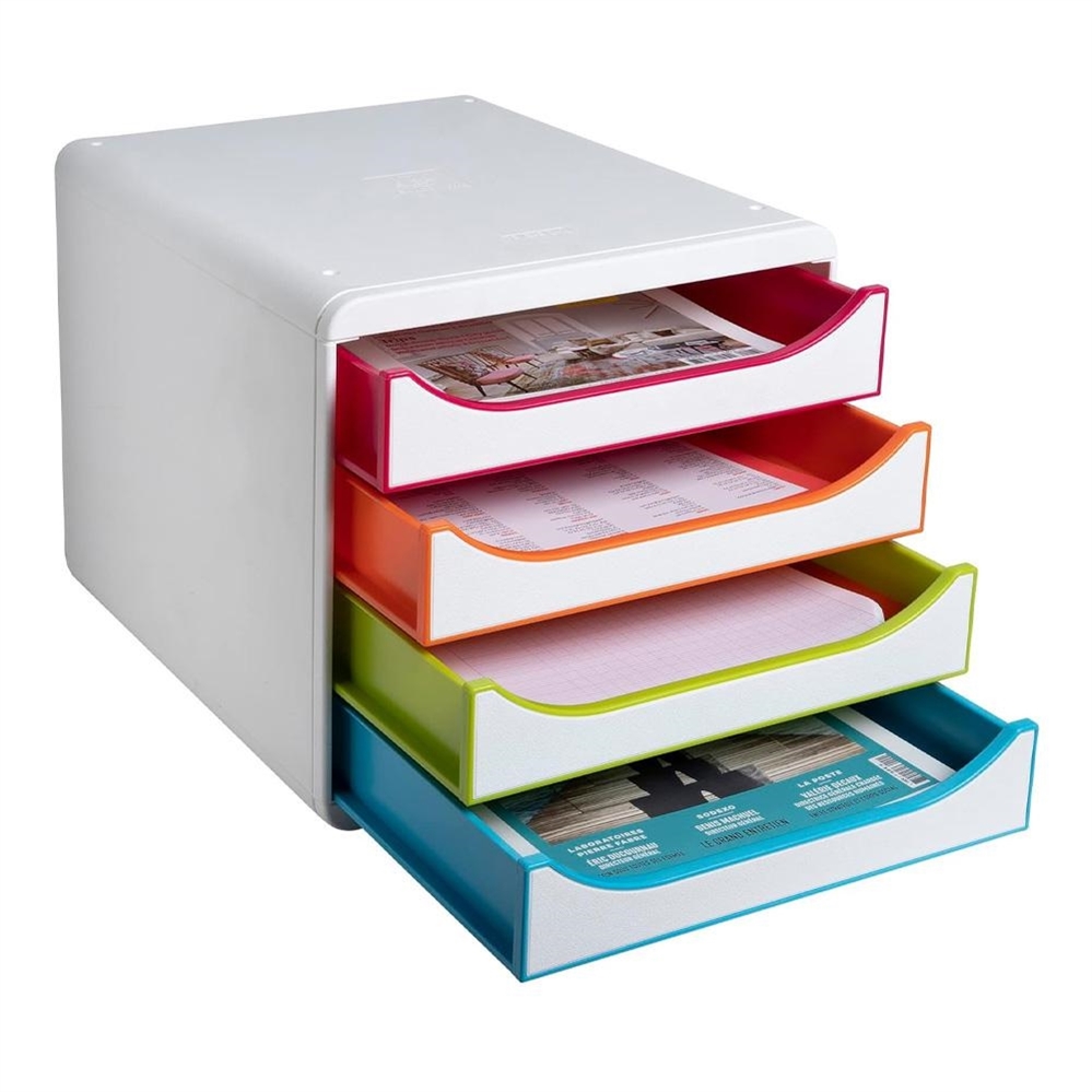 Exacompta Big Box Office Cassettiera 4 cassetti, Bianco