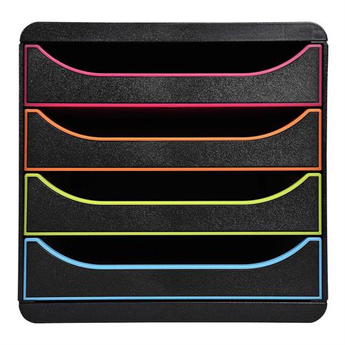 Exacompta Big Box Office Cassettiera 4 cassetti, Nero