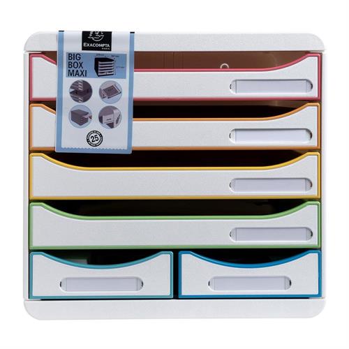 Exacompta Big Box Maxi Cassettiera 6 cassetti, Bianco