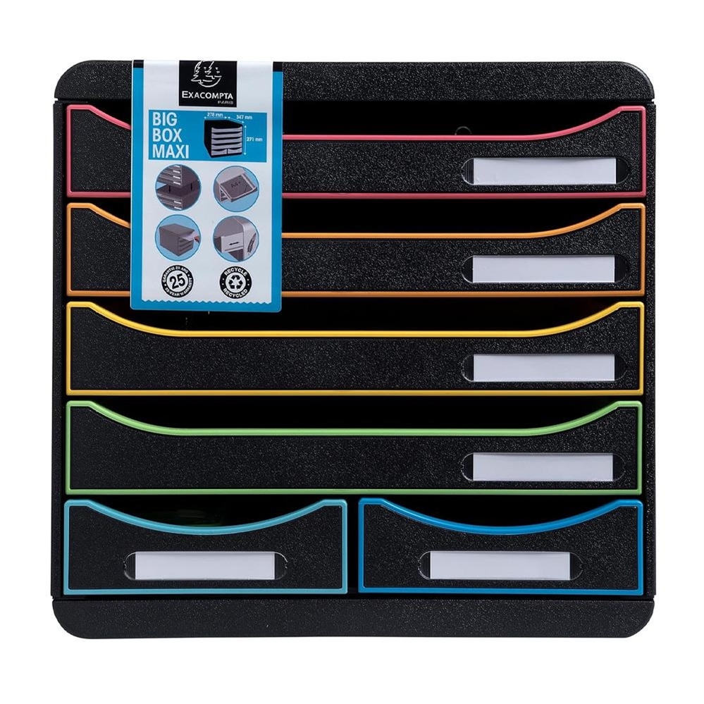 Exacompta Big Box Maxi Cassettiera 6 cassetti, Nero