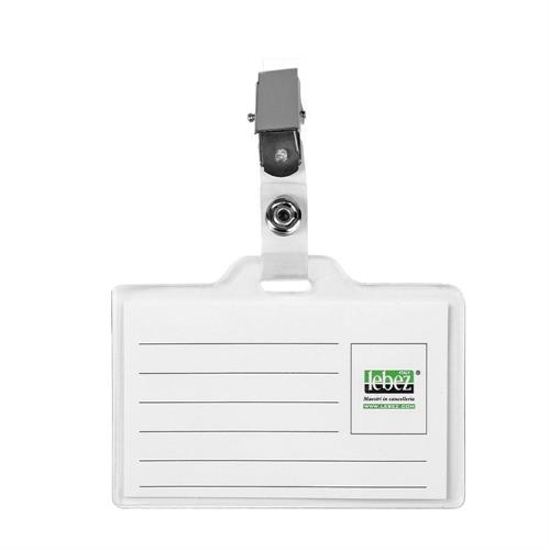 Lebez Portabadge in PVC e clip in metallo, 93x60 mm, 50 pz