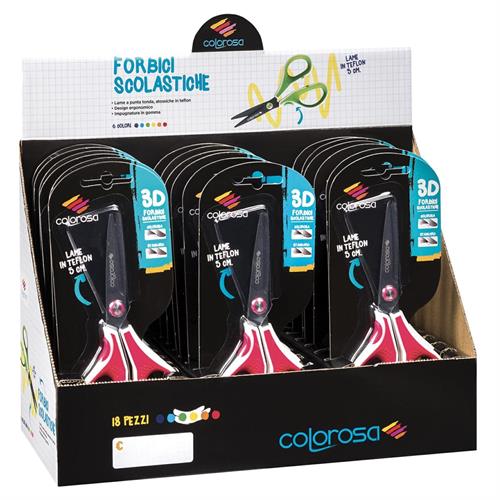 Colorosa Forbici scolastiche, sistema 3D, 6 colori
