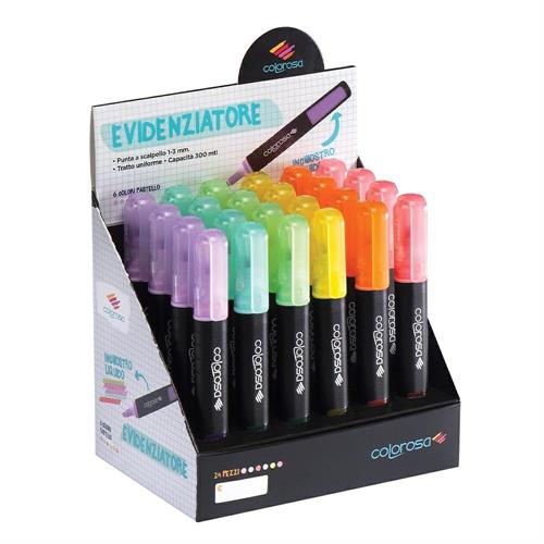 Colorosa Evidenziatore pastel, a tampone, 6 colori pastello