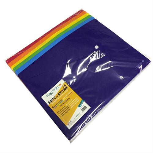 Colorosa Busta con bottone A4 24,5x33, 6 colori