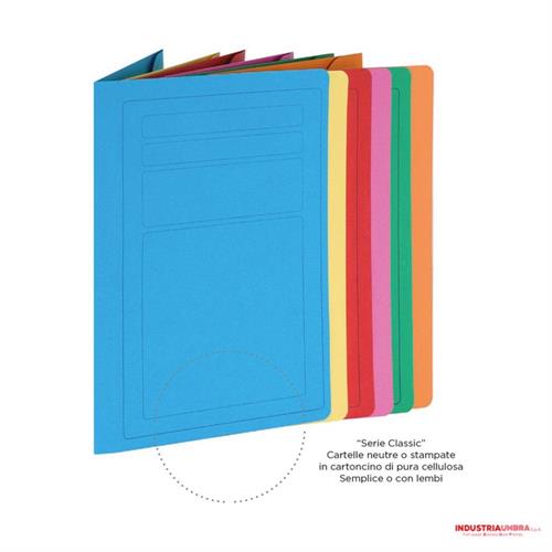 Brefiocart Color Cartella 3 lembi con stampa, Giallo, 25 pz