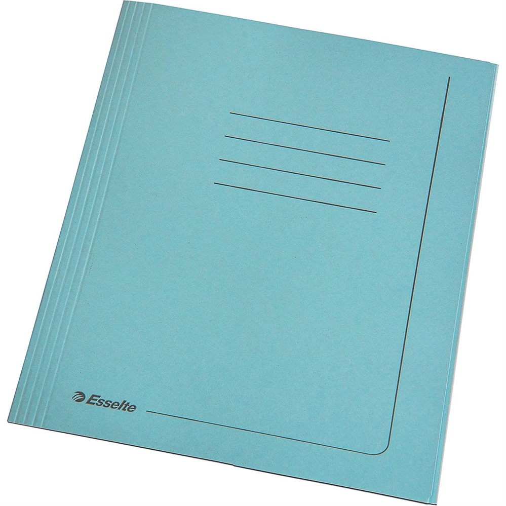 ESSELTE Cartella 3 lembi con stampa, 295 gr, Azzurro, 25 pezzi