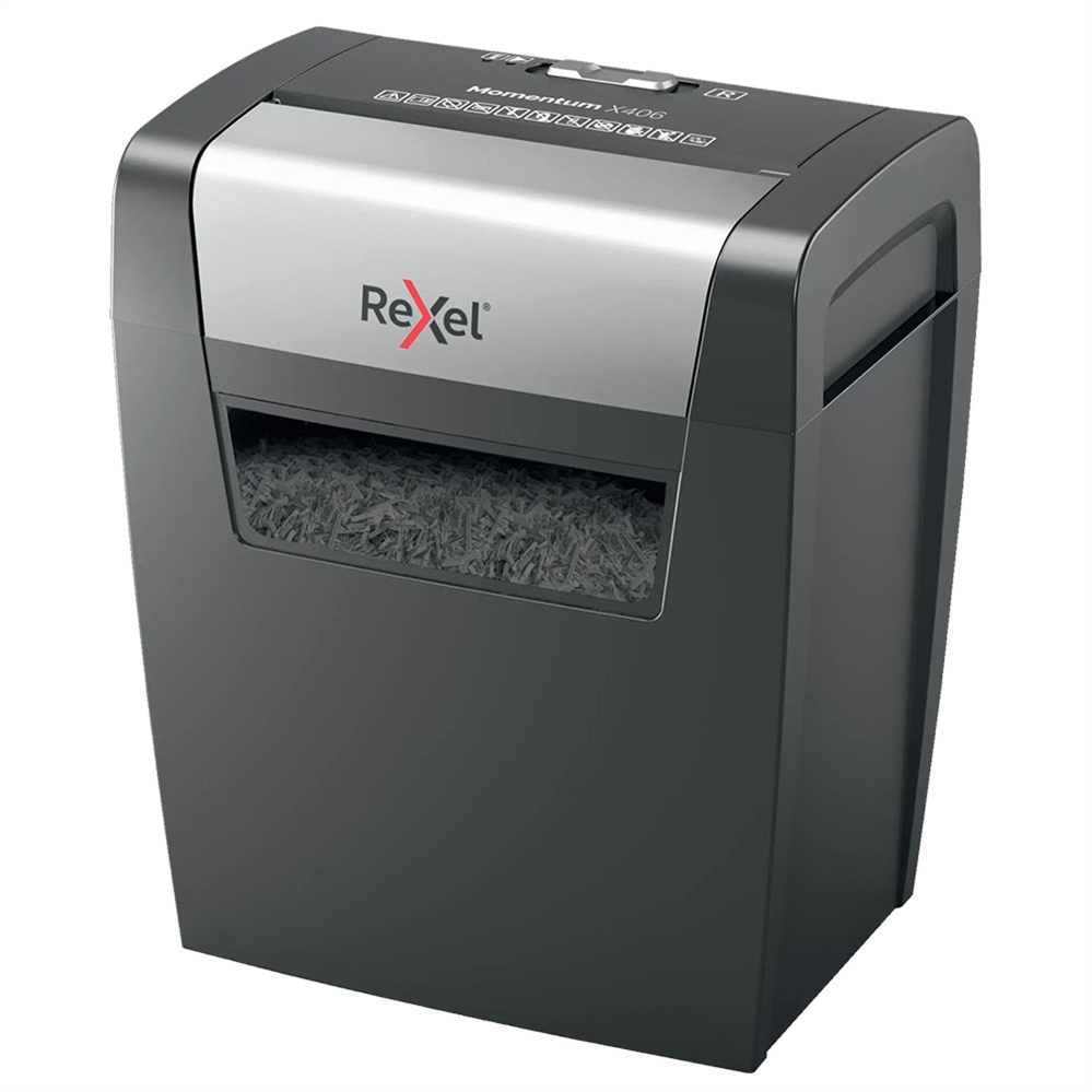 Distruggidocumenti Rexel Momentum X406, taglio a frammenti, 6 fogli