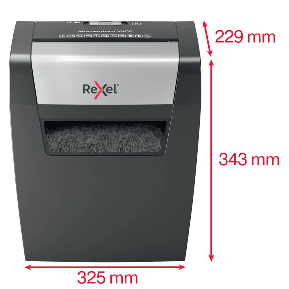 Distruggidocumenti Rexel Momentum X406, taglio a frammenti, 6 fogli