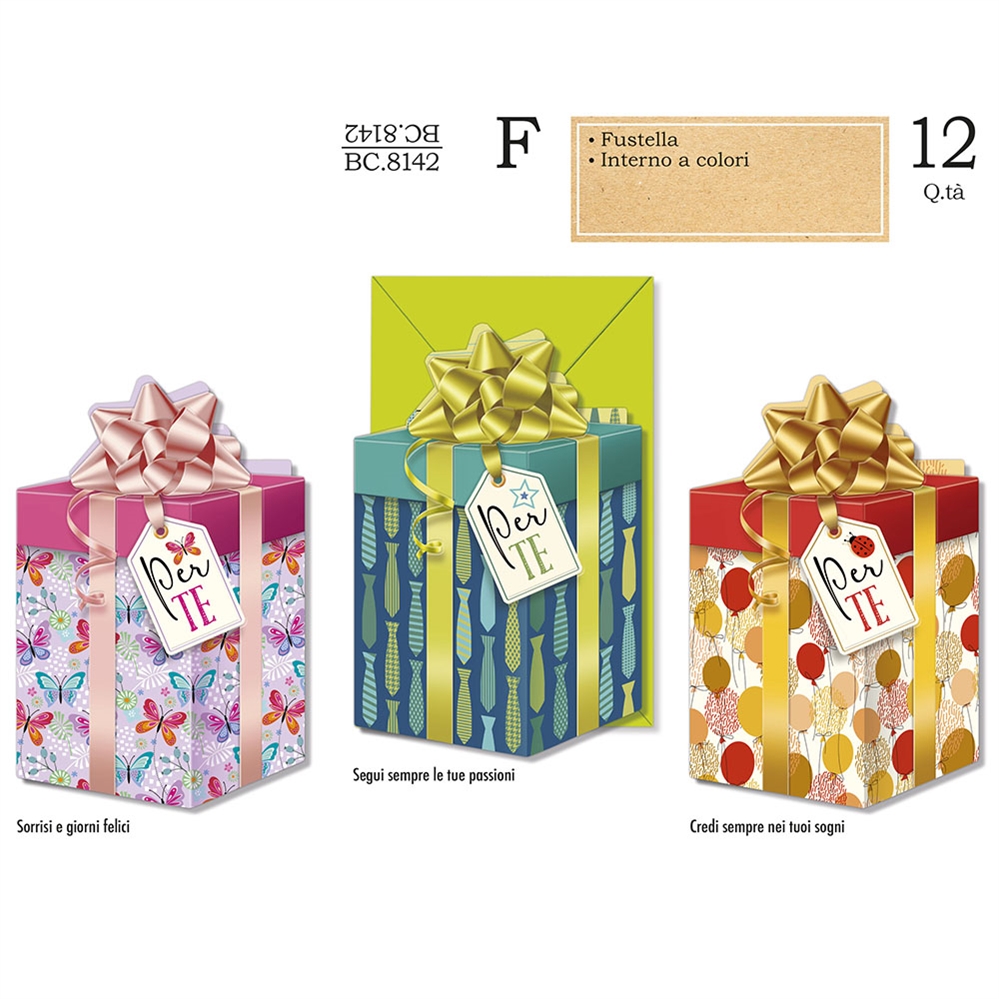 Cromo Biglietti Compleanno sagomati regalo, 12 Pezzi