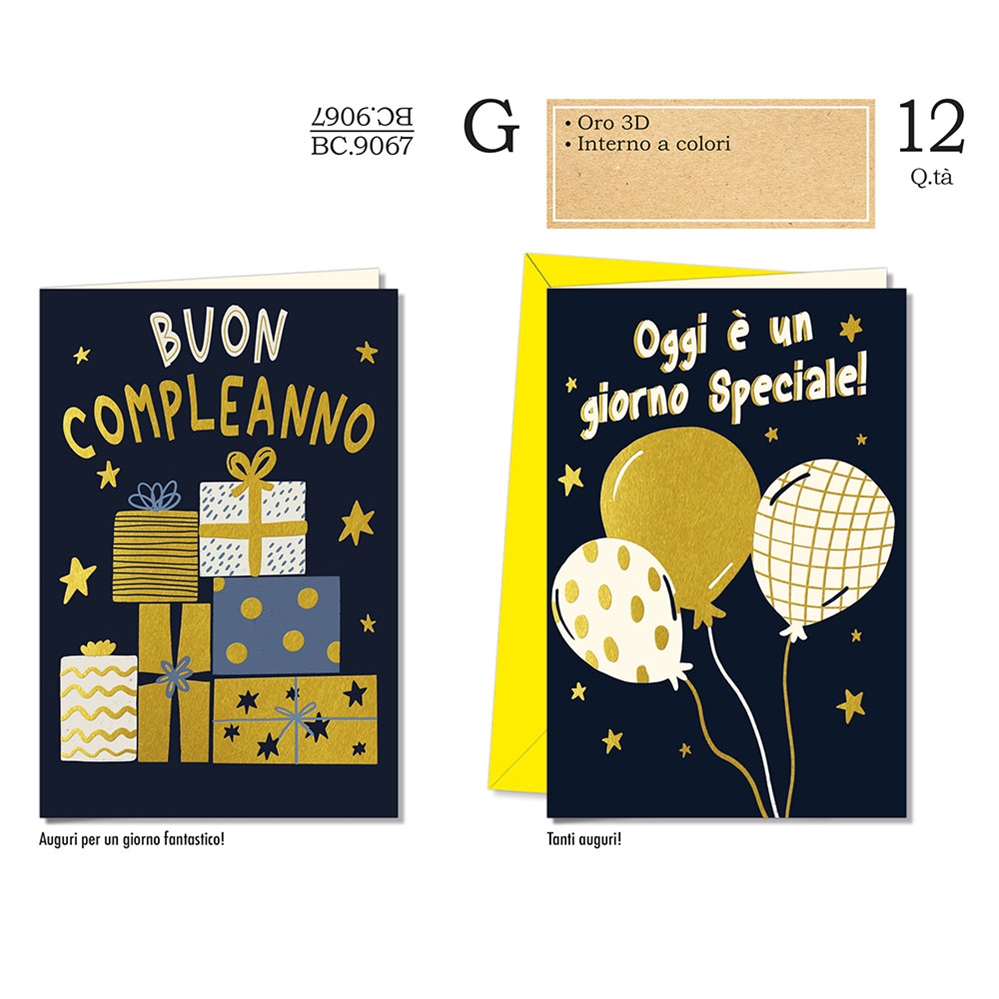 Cromo Biglietti Compleanno, 12 Pezzi