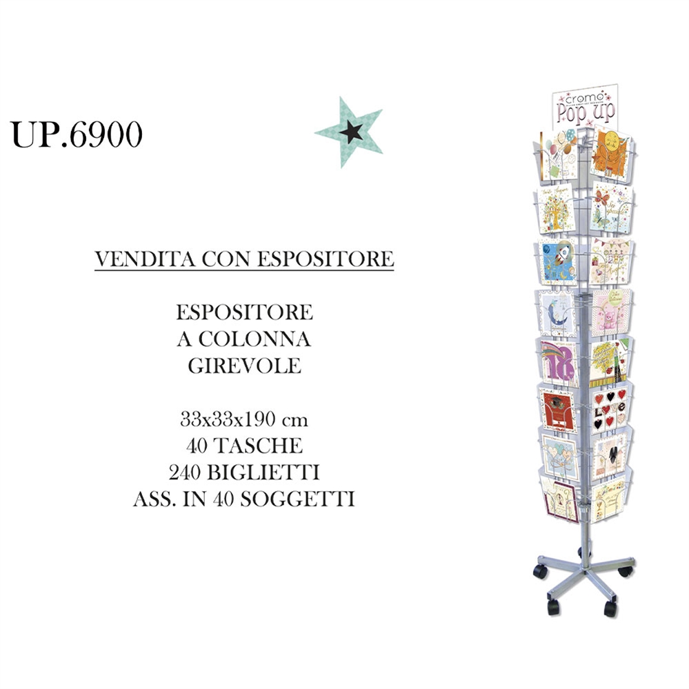 Cromo Espositore girevole assortiento biglietti POP-UP, 240 Pezzi
