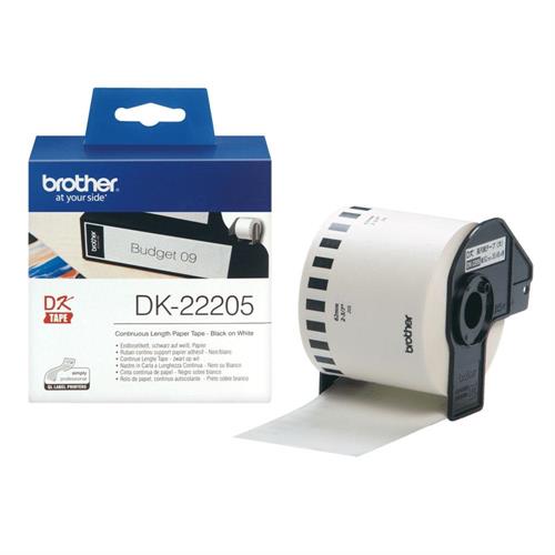 BROTHER Rotolo etichette in carta DK-22205 Nero su bianco, 62 x 30,48 mm