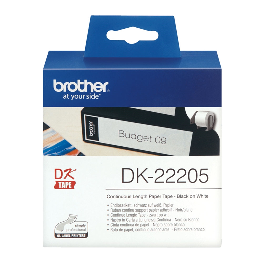 BROTHER Rotolo etichette in carta DK-22205 Nero su bianco, 62 x 30,48 mm