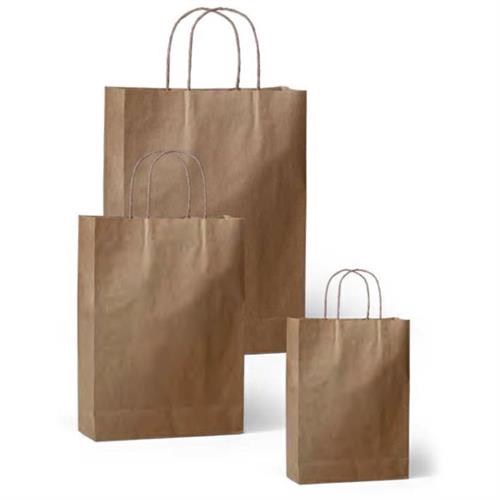 Busta Shopper, 27 x 11 x 36H cm, Carta Kraft riciclata, Avana