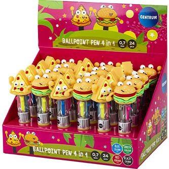 CENTRUM Penna Multifunzione 4 in 1 Burger & Pizza, espositore 24 pezzi