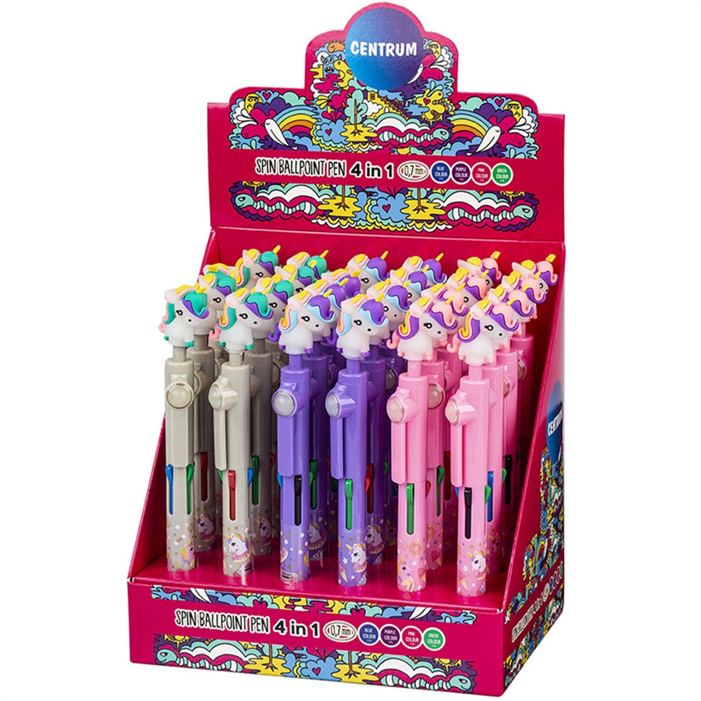CENTRUM Penna a sfera Unicorn, 4 colori, Punta 0.7 mm, 24 Pezzi