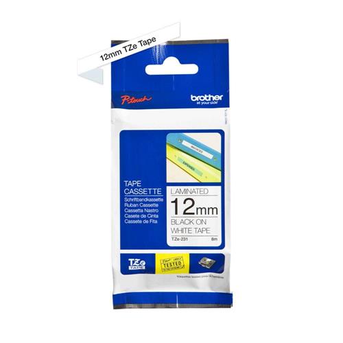 BROTHER TZe-231 Nastro per etichettatrici, 12 mm x 8 m, Nero su bianco
