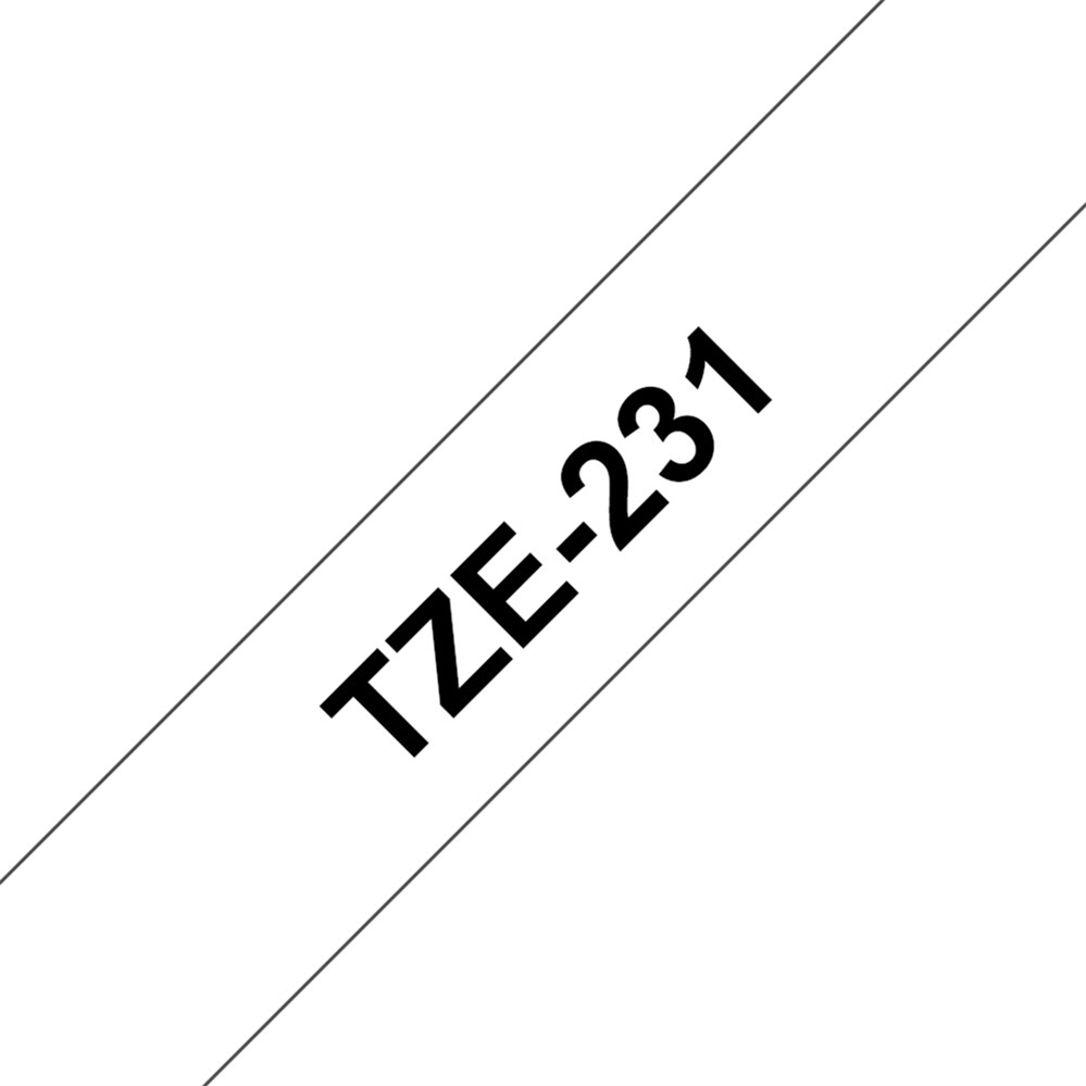 BROTHER TZe-231 Nastro per etichettatrici, 12 mm x 8 m, Nero su bianco