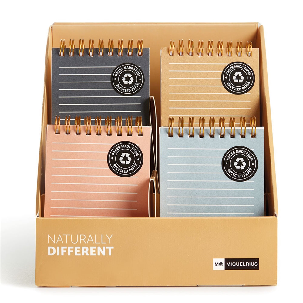 Miquelrius Display 24 Mini Notebook con spirale, 24 pezzi
