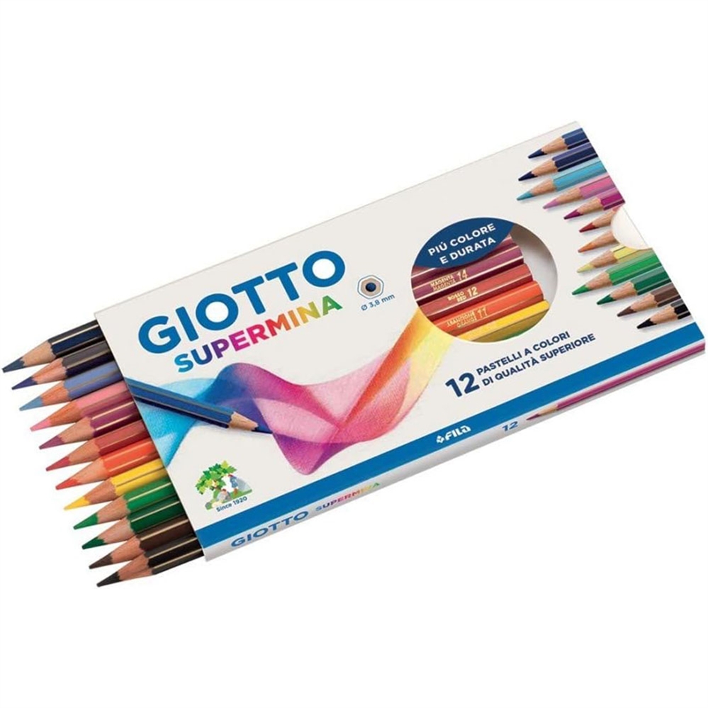 Giotto Supermina Pastelli colorati, astuccio 12 pezzi