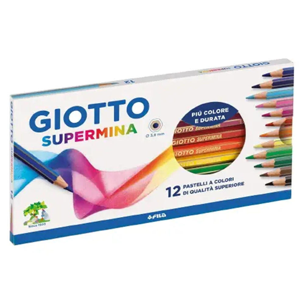 Giotto Supermina Pastelli colorati, astuccio 12 pezzi