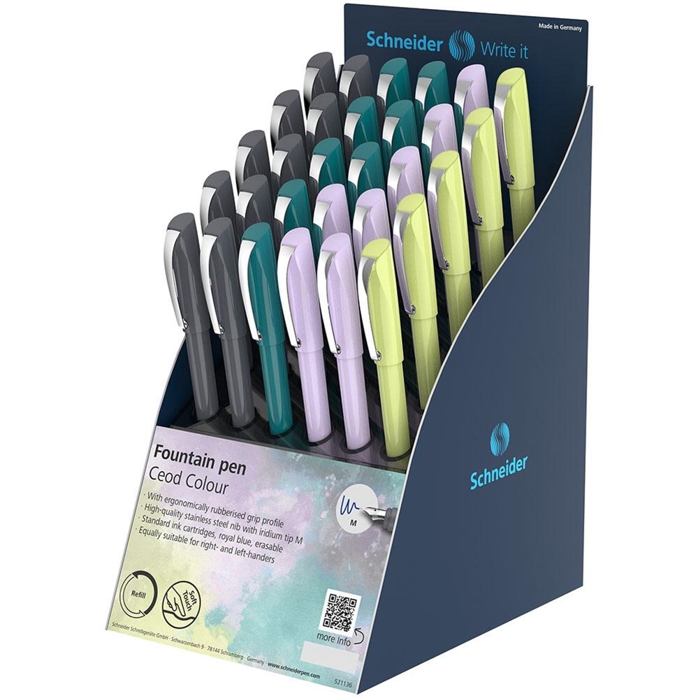 SCHNEIDER Espositore CEOD COLOR Penna stilografica, 30 pezzi